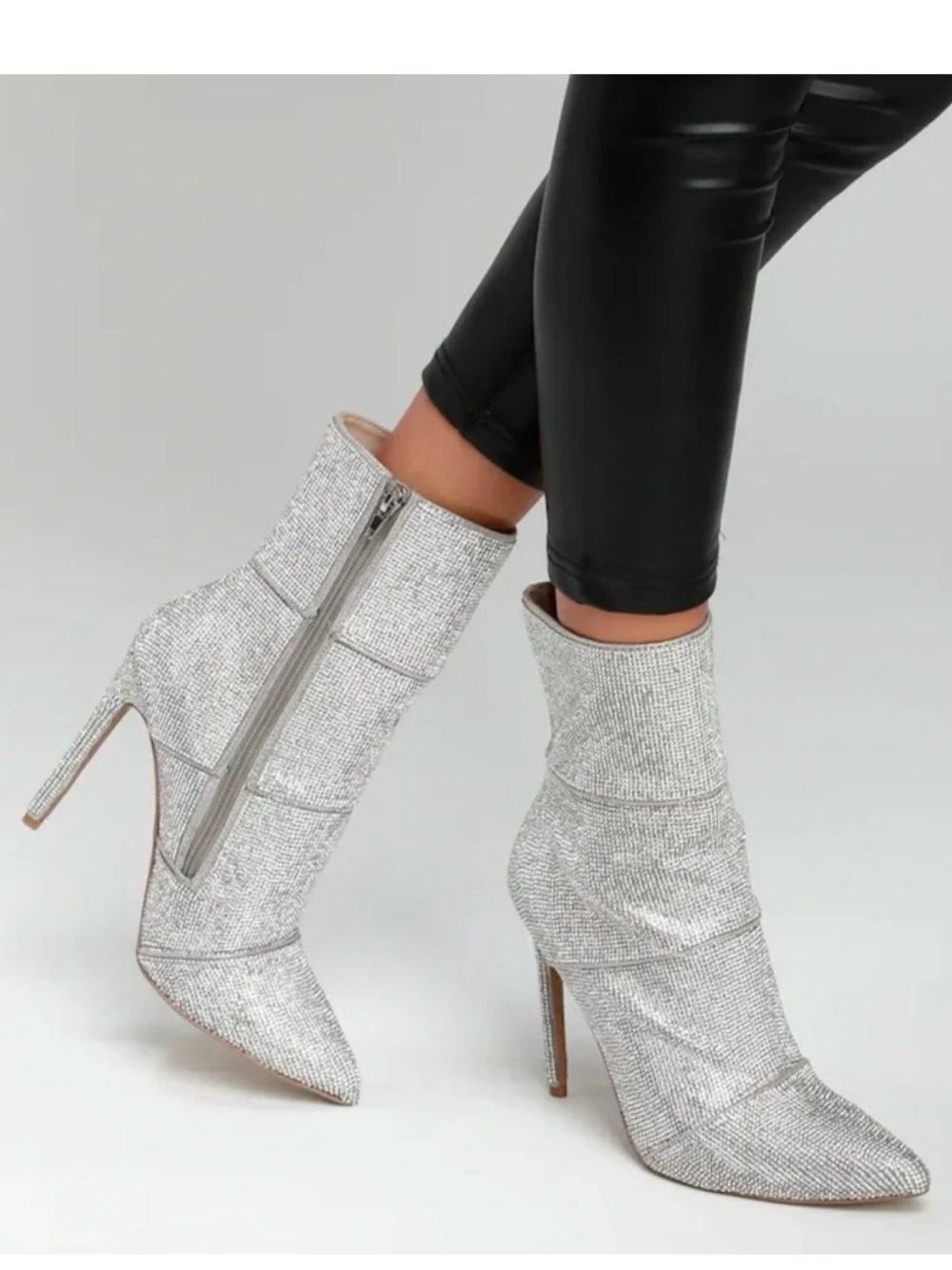 Steve Madden womens Winona Silver Rhinestone Boots size 8M